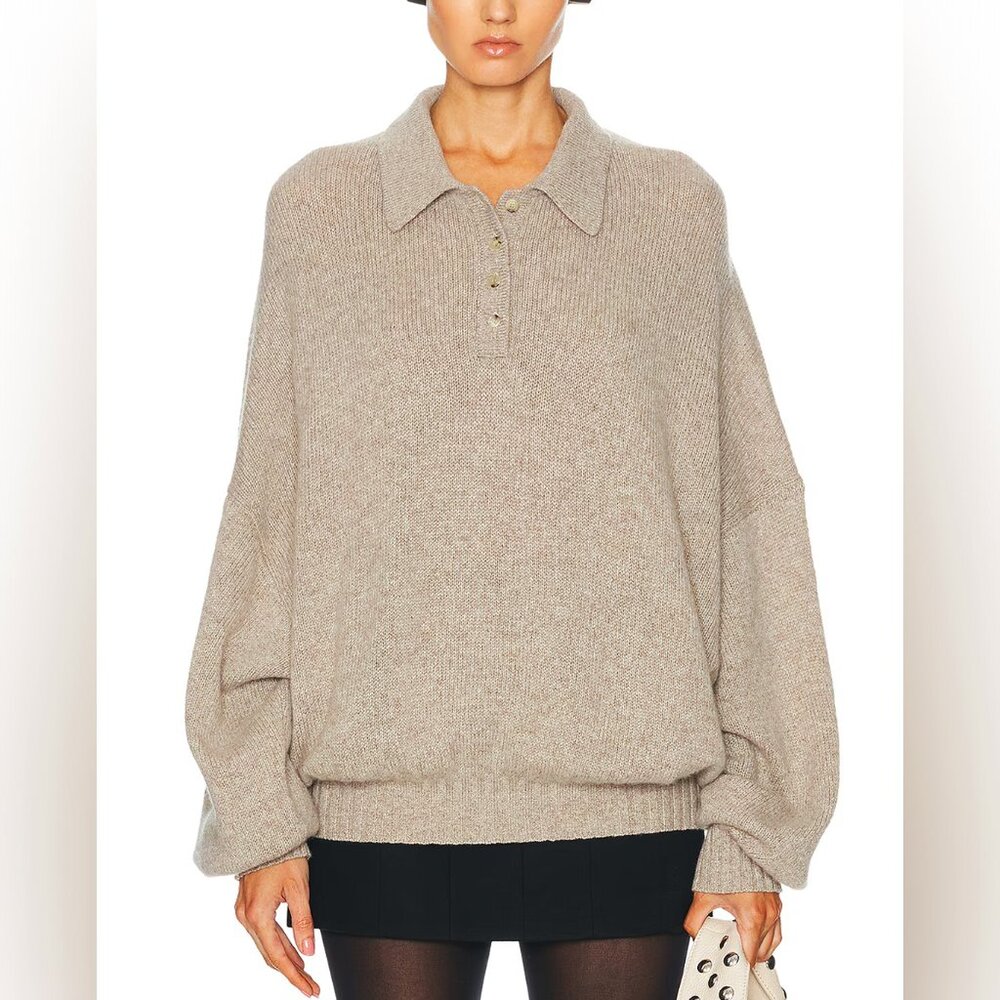 KHAITE Rene oversized cashmere polo sweater